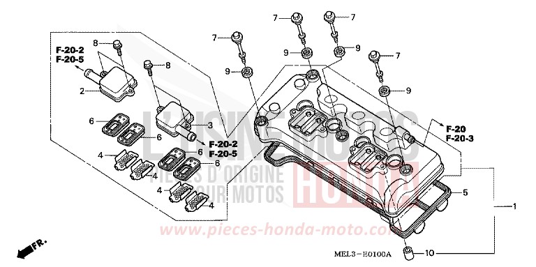 COUVERCLE DE CULASSE de CBR1000RR "Fireblade" WINNING RED (R258BA) de 2007